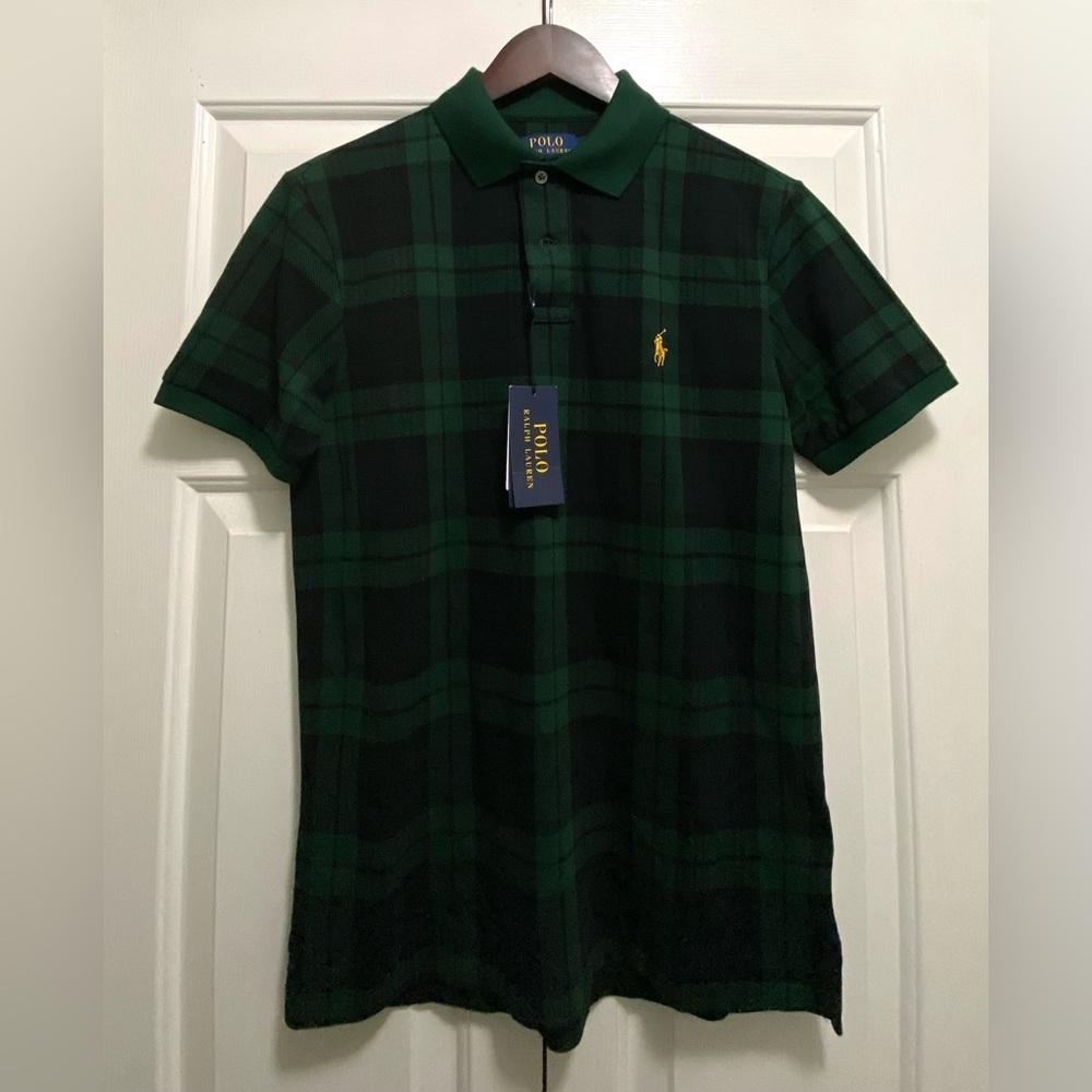 NEW! POLO RALPH LAUREN SLIM FIT Holiday  Plaid Gold Pony